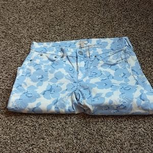 J Crew blue Floral print stretch denim jeans
